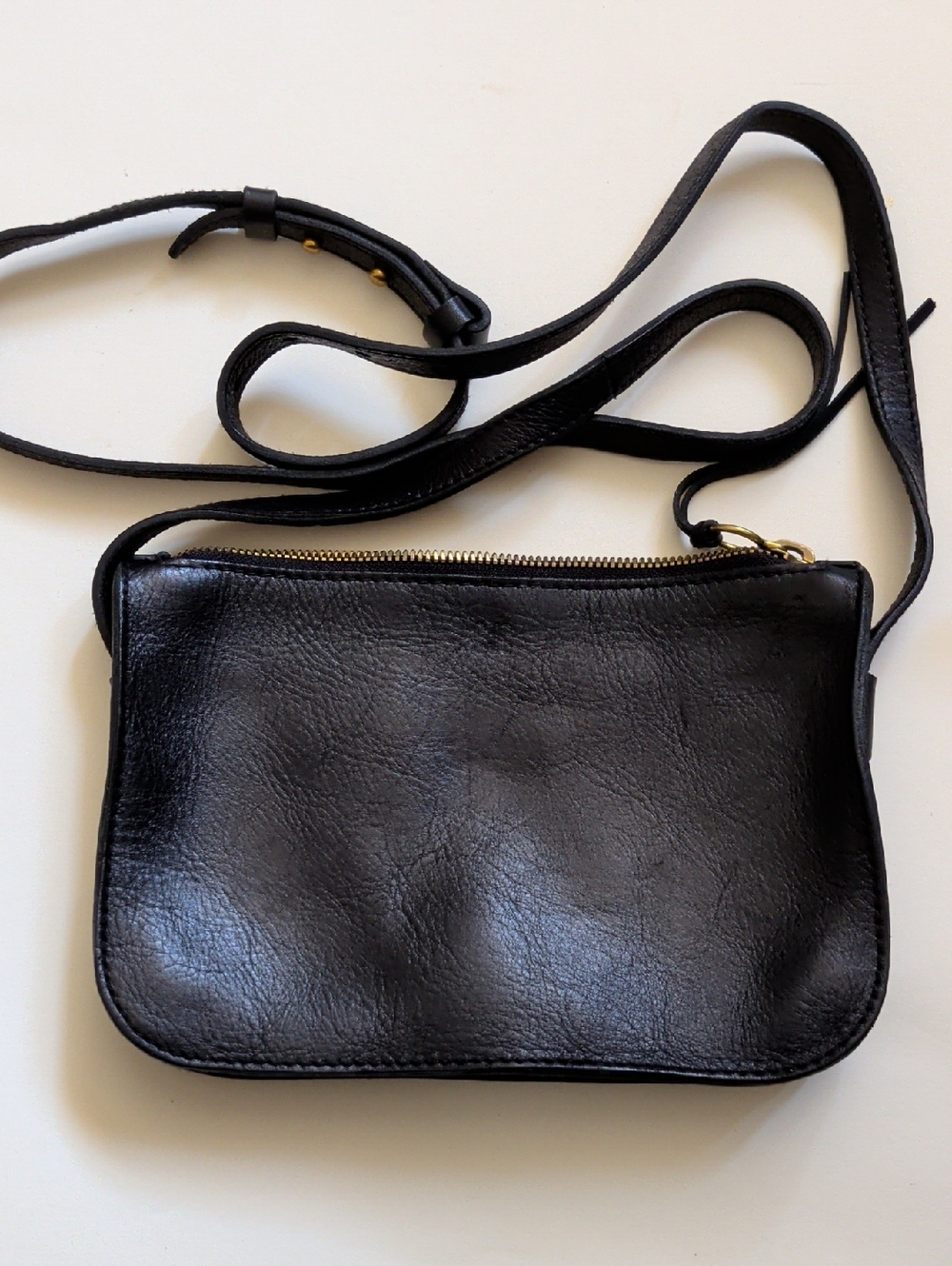 Madewell Black Leather Crossbody Bag 9X6  Brass Hardware